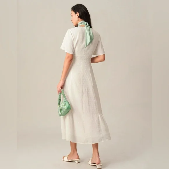 Rihoas Solid White High Waisted Split Maxi Dress - Picture 4 of 5